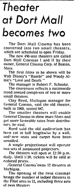 Dort Mall Cinema - 1975 ARTICLE ON TWINNING